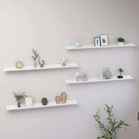 Estantes de pared 4 unidades blanco brillo 100x9x3 cm vidaXL