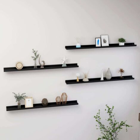Estantes de pared 4 unidades negro 100x9x3 cm vidaXL