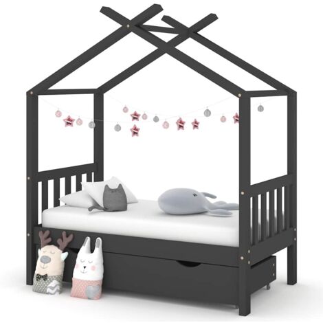 Estructura de cama infantil y cajón madera pino gris 70x140cm vidaXL