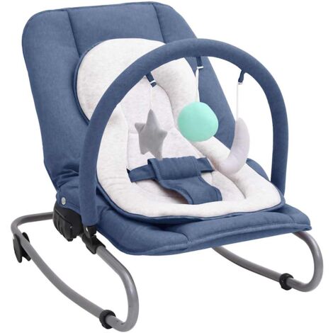 Hamaca mecedora para bebés de acero azul marino vidaXL