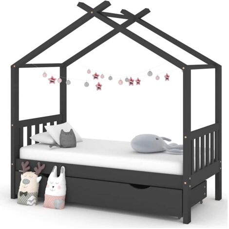 Estructura de cama infantil y cajón madera pino gris 80x160cm vidaXL