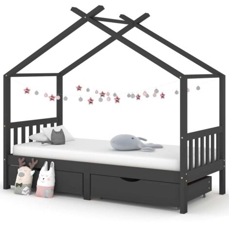 Estructura de cama infantil y cajones madera pino gris 90x200cm vidaXL