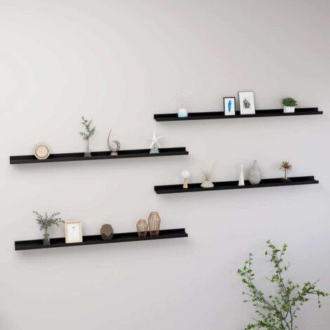 Estantes de pared 4 unidades negro 115x9x3 cm vidaXL (1/5)