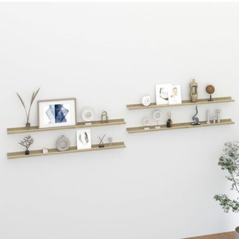 Estantes de pared 4 unidades blanco y roble Sonoma 115x9x3 cm vidaXL