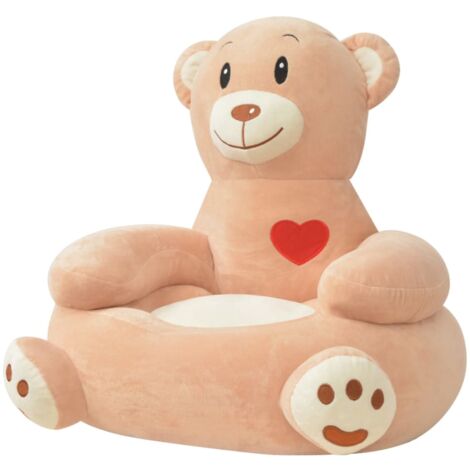 Silla de peluche para niños oso marrón vidaXL