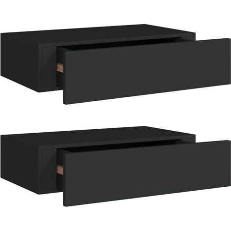 Estantes de pared con cajón 2 uds MDF negro 40x23,5x10 cm vidaXL