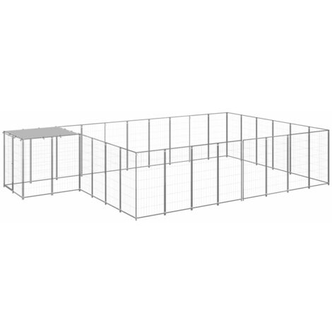 Perrera plateada 15,73 m² acero vidaXL