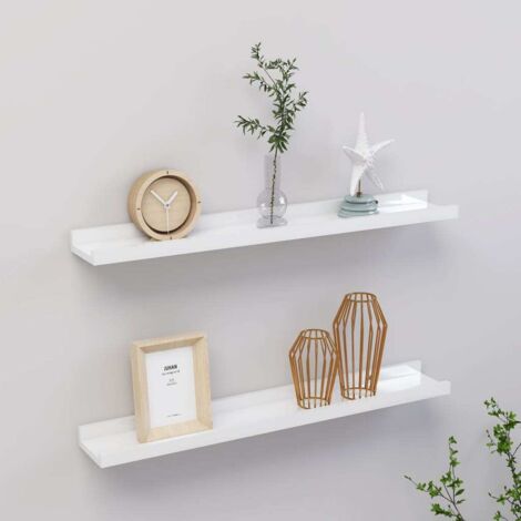 Estantes de pared 2 unidades blanco brillo 60x9x3 cm vidaXL