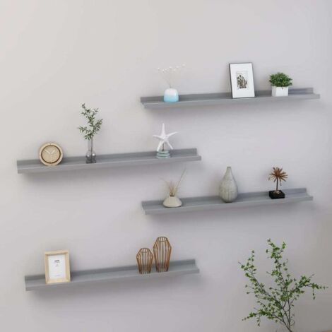 Estantes de pared 4 unidades gris 80x9x3 cm vidaXL