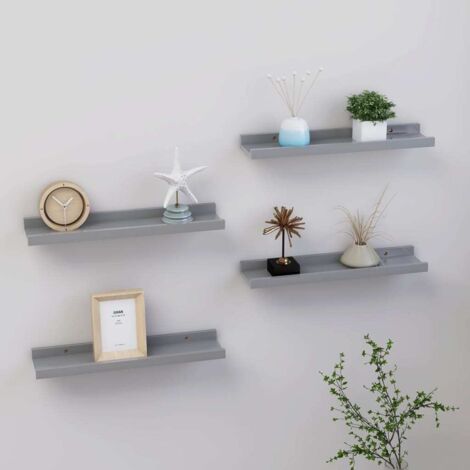 Estantes de pared 4 unidades gris 40x9x3 cm vidaXL