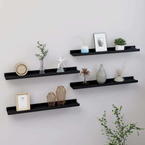 Estantes de pared 4 unidades negro 60x9x3 cm vidaXL