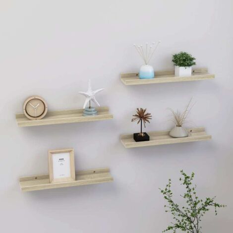 Estantes de pared 4 unidades roble Sonoma 40x9x3 cm vidaXL