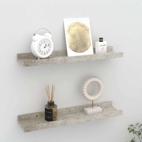 Estantes de pared 2 unidades gris hormigón 40x9x3 cm vidaXL