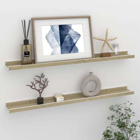 Estantes de pared 2 unidades blanco y roble Sonoma 80x9x3 cmm vidaXL