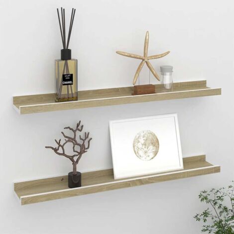 Estantes de pared 2 unidades blanco y roble Sonoma 60x9x3 cm vidaXL