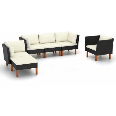 Set muebles de jardín 9 pzas ratán sintético eucalipto negro vidaXL (1/5)