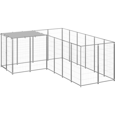 Perrera plateada 4,84 m² acero vidaXL