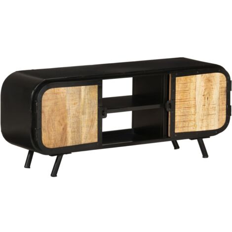 Mueble para TV de madera maciza de mango rugosa 110x30x45 cm vidaXL (1/5)