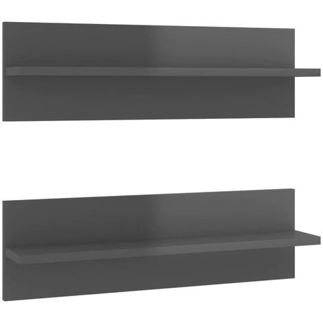 Estante flotante pared 2 uds negro brillo MDF 40x23x3,8 cm