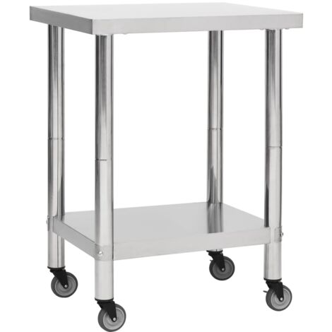 Mesa de trabajo para cocina con ruedas acero inox 80x45x85 cm vidaXL