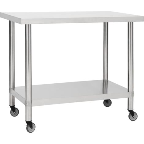 Mesa de trabajo para cocina con ruedas acero inox 80x60x85 cm vidaXL