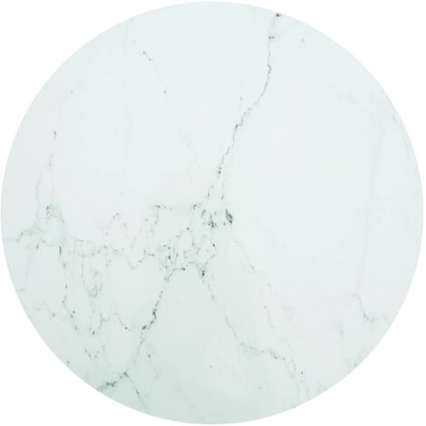 Tablero de mesa diseño mármol vidrio templado blanco Ø90x1 cm vidaXL
