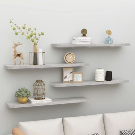 Estante flotante pared 4 uds MDF gris hormigón 120x23,5x3,8 cm vidaXL