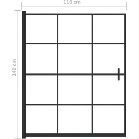vidaXL Mampara de Ducha Plegable 2 Paneles ESG Negro 120x140 cm Cabina Baño 
