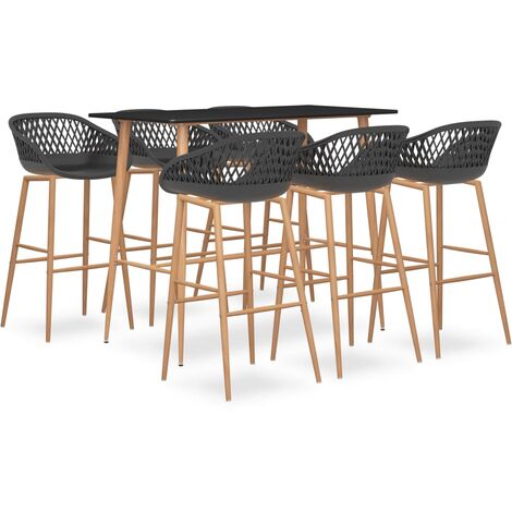 Mesa alta y taburetes de bar 7 piezas negro y gris vidaXL