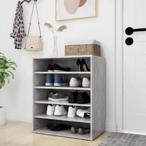 Mueble zapatero madera contrachapada gris hormigón 60x35x70 cm vidaXL