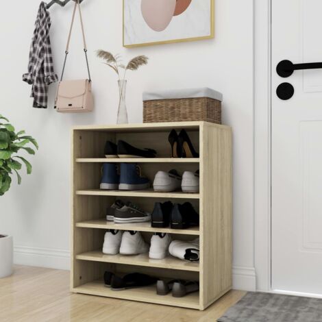 Mueble zapatero de madera contrachapada color roble 60x35x70 cm vidaXL