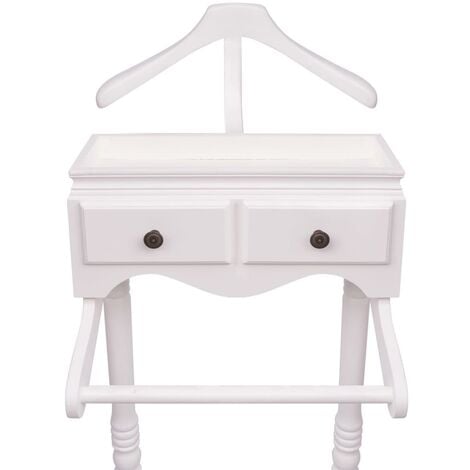 Perchero galán de noche con almacenaje de madera blanco vidaXL