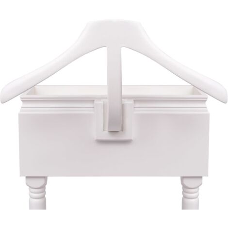 Perchero galán de noche con almacenaje de madera blanco vidaXL