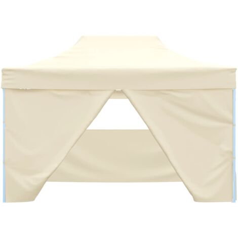 Carpa pleglable Pop-up con 4 paredes 3x4,5 m blanco crema vidaXL