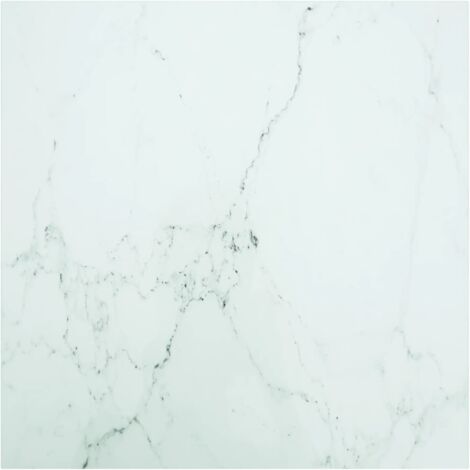 Tablero mesa diseño mármol vidrio templado blanco 80x80 cm 6 mm vidaXL