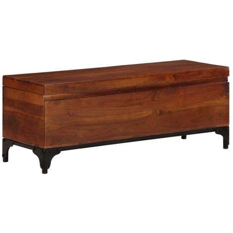 Baúl de almacenaje de madera maciza de acacia 110x35x41 cm vidaXL