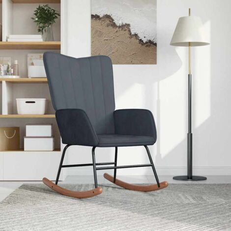 Silla mecedora de terciopelo gris oscuro vidaXL
