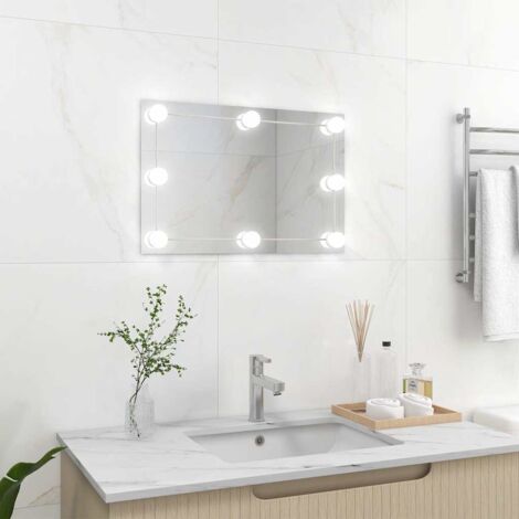 Espejo de pared con luces LED rectangular de vidrio vidaXL