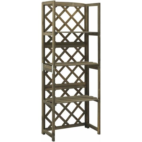 Enrejado con estantes madera maciza de abeto gris 55x30x140 cm vidaXL