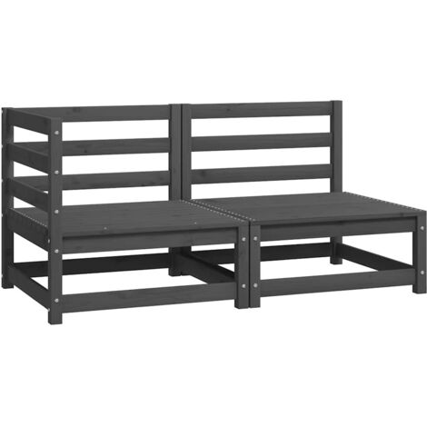 Juego de muebles de jardín 2 piezas gris madera maciza de pino vidaXL