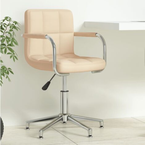 Silla de oficina giratoria de tela color crema vidaXL