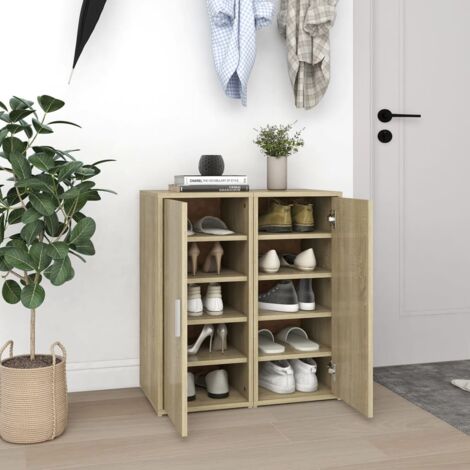 Muebles zapateros 2 uds contrachapado roble Sonoma 32x35x70 cm vidaXL