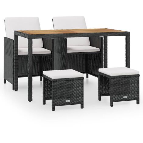 Set comedor de jardín 5 pzas ratán sintético y madera negro vidaXL
