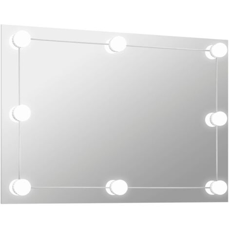 Espejo de pared sin marco con luces LED rectangular de vidrio vidaXL