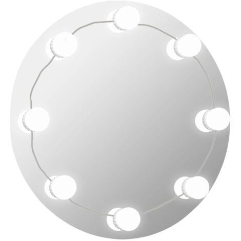 Espejo de pared con luces LED redondo de vidrio vidaXL
