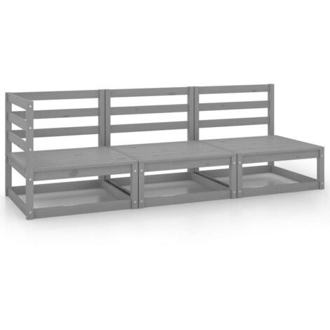 Muebles de jardín 3 piezas gris madera de pino maciza vidaXL