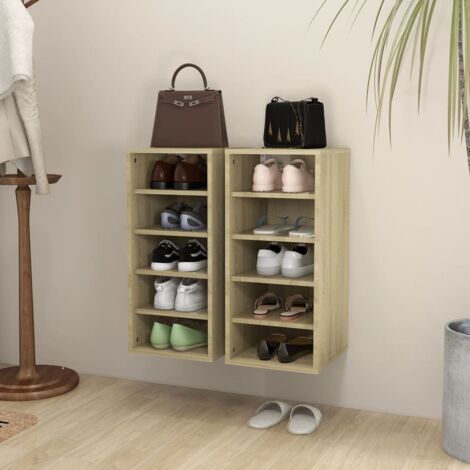 Muebles zapateros 2 uds contrachapado roble Sonoma 31,5x35x70cm vidaXL