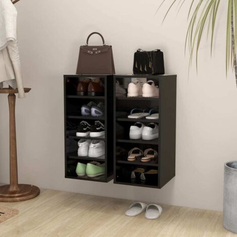 Muebles zapateros 2 uds madera contrachapada negro 31,5x35x70cm vidaXL