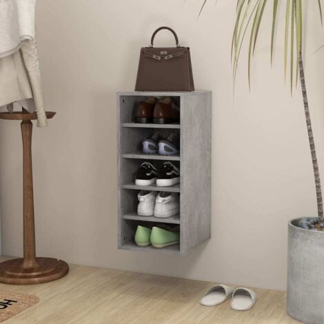 Mueble zapatero madera contrachapada gris hormigón 31,5x35x70cm vidaXL