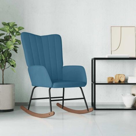 Silla mecedora de terciopelo azul vidaXL